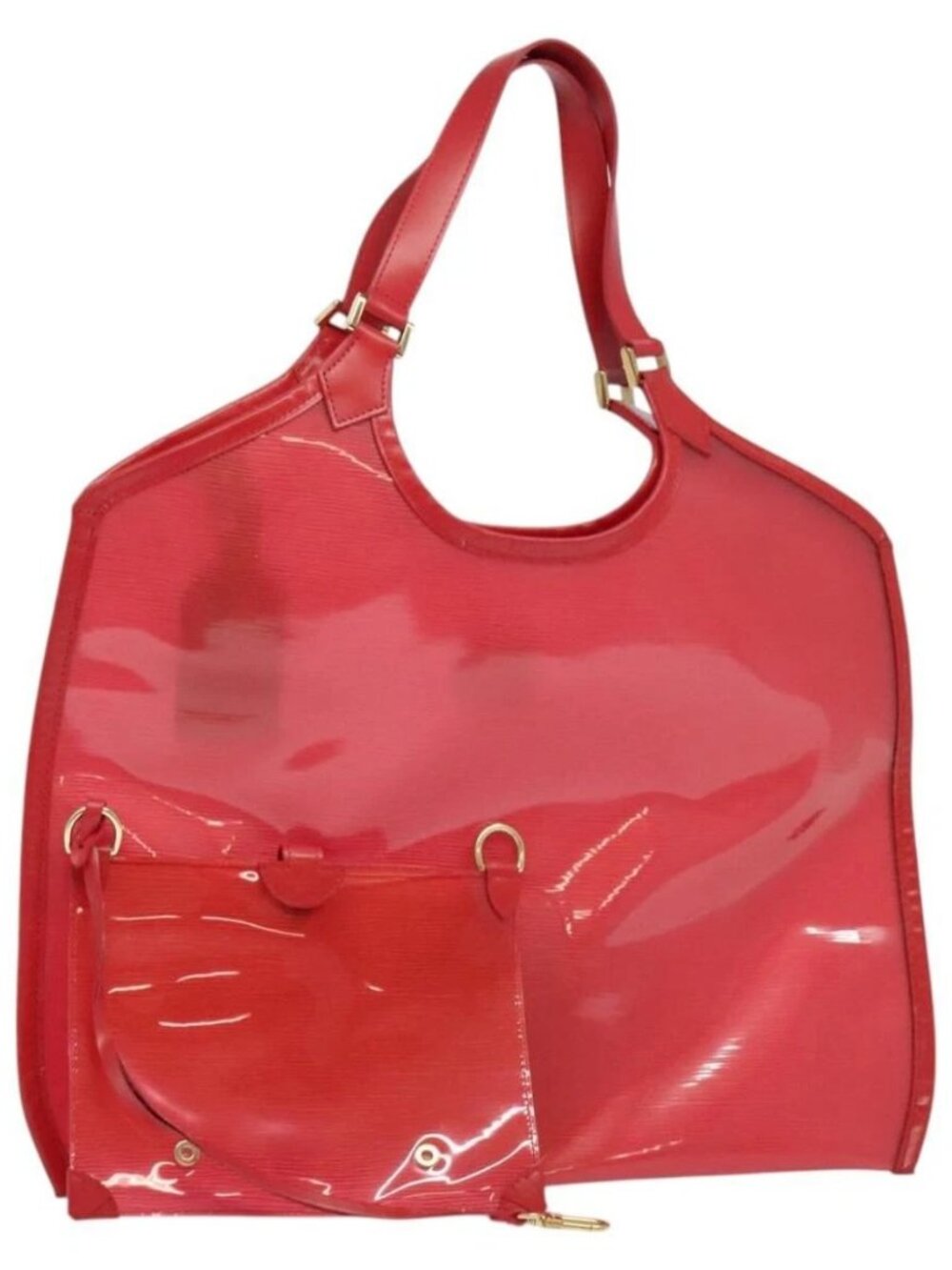 LOUIS VUITTON Epi Plage Via Hand Bag Vinyl Red Grenadine